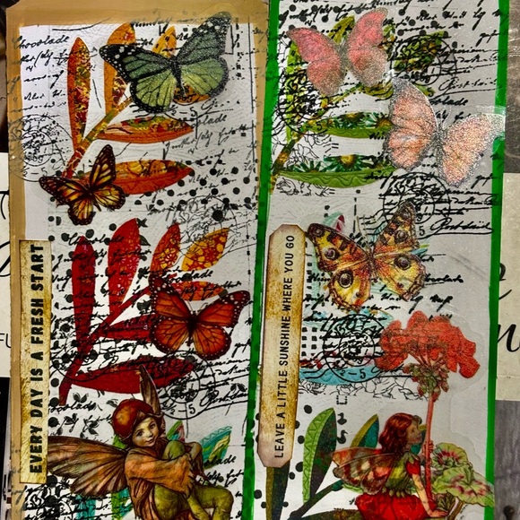Colorful Butterfly tag set handmade mixed media junk journal ephemera - Picture 5 of 7